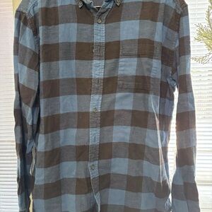 Croft & Barrow Blue and Brown Checkered Men's Shirt Medium